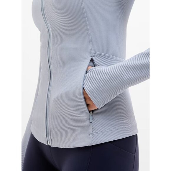New Athleta M Salutation Ribbed Jacket 2.0 Blue Star Medium - Picture 3 of 6